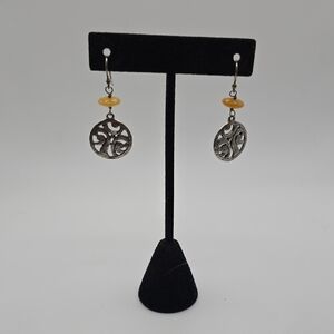 Silpada Sterling Silver and Gold Stone Accent Dangle Earrings